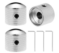 QWORK Brass Potentiometer Control Knobs, 3Pcs Chrome Finish, Compatible with Most Fender Tele, Gibson Les Paul, Strat Style Electric Guitars, and Precision Bass Instruments, 6mm Shaft Diameter