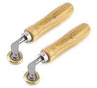 QWORK Brass Seam Roller, 2 Pack Roofing and Vinyl Flooring Detail Roller, with Wood Handle