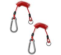 QWORK Breakaway Trailer Cable, 2 Pack 4 Ft Trailer Brake Safety Cable Spring Towing Coiled Wire with Clip, Stainless Steel Spring Towing Coiled Wire for RV Trailer Emergency