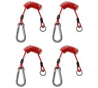 QWORK Breakaway Trailer Cable, 4 Pack 4 Ft Brake Safety Cable Spring Towing Coiled Wire with Clip, Stainless Steel Spring Towing Coiled Wire for RV Trailer Emergency