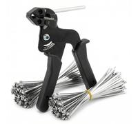 QWORK Cable Tie Gun, Stainless Steel Cable Tie Tool Metal Zip Tie Tightener, with 200Pcs 4.6 * 250mm Stainless Steel Cable Ties, Zip Tie Tool