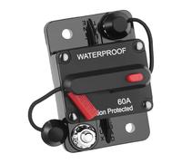 QWORK® Car Circuit Breaker 60AMP, DC 12V-48V Waterproof Inline Circuit Breaker with Manual Reset Fuse Holder for Car, Marine, Boat, RV, Caravan