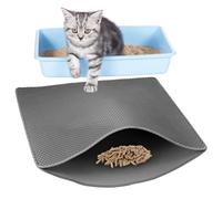 QWORK® Cat Litter Mat, 35.4x30 Inch Double Layer Cat Litter Tray Mat with Honeycomb Holes, Slip-Resistant EVA Cat Litter Tray Liners