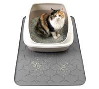 QWORK® Cat Litter Tray Mat 34x22 inch, Silicone Waterproof, Odourless & Anti-Slip, Quick Dry Pet Litter Mat