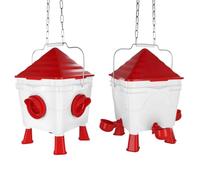 QWORK® Chicken Feeder & Drinker Set, 6 kg Feeder Container & 8.5 L Water Dispenser - with Removable Feet and Steel Chains