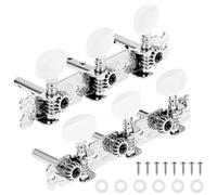 QWORK Classical Guitar Tuners 3R3L Machine Head Tuning Pegs Keys - 2 Pcs Zinc Alloy with Beige Plastic Buttons