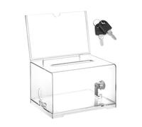 QWORK® Clear Acrylic Box with Lock, Donation Ballot Suggestion Box - 6.3 x 4.8 x 4 Inch
