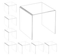 QWORK Clear Acrylic Square Risers, 8-Pack 4" x 4" Display Stands, Crafts Stand Cupcake Risers