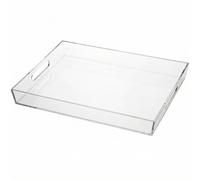 QWORK® Clear Serving Tray, Acrylic Tray with Handles, Scratch Protection, Ideal for Breakfast, Coffee, and Desserts, 12x16 inches/30x40 cm