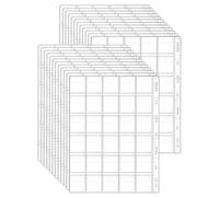 QWORK® Coin Collection Pages 24 Sheets 720 Coin Pockets, 35 x 35 mm Pocket Size, Universal 9 Hole Page for Coin Album, 30 Pocket per Sheet