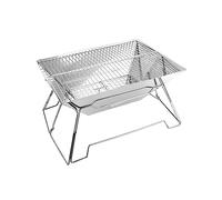 QWORK® Collapsible Campfire Grill, Portable Camping Fire Pit Stainless Steel Barbecue Grill Kit with Carrying Bag for Bonfire Camping Picnic Patio Garden Backyard (Rectangle)