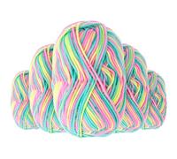 QWORK® Crochet Yarn Set 5 x 50 g Acrylic Yarn - 5-Thread 550 m Total Length 2.5 mm Thickness - More Colours Gradient Wool for Amigurumi, Hats & Scarves