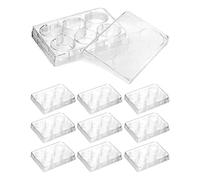 QWORK Culture Plate, Pack of 10, 6 Wall Plastic Tissue Culture Plates Petri Dish Cell Well Plates, with Lid, Flat Bottom, for Laboratory Chemical Reaction Plates