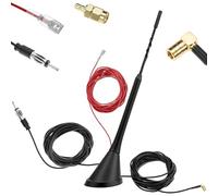 QWORK DAB/DAB+ Antenna FM Roof Antenna with 5 m Extension Cable and SMB/SMA Adapter, Car Roof Antenna, High Reception Performance