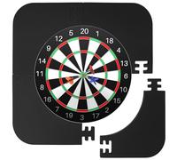 QWORK® Dart Board Wall Protector, 18" Inner Diameter - 4-piece EVA Black Dartboard Surround with Flocked Surface, Easy Assembly