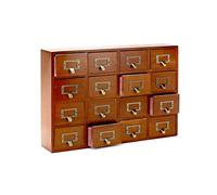 QWORK Desk Drawer Organizer, Wooden Vintage Apothecary Cabinet with 16 Drawers, Home Office & Tea & Dresser Bedroom Organization and Storage, Traditional Apothecary Cabinet, Brown