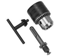QWORK® Drill chuck, diameter 1.5 - 13 mm, 1/2 inch thread drill chuck adapter, gear drill chuck with hammer stop