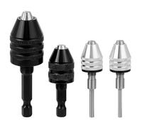 QWORK® Drill Chuck Set, Drill Chuck Adapter, 0.3 - 6.5 mm, 0.3 - 3.6 mm, 0.3 - 3.4 mm, with Hexagonal and Round Handles