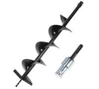 QWORK® Earth Drill, Ø 150 mm Earth Drill with Adapter, Drill Piles 80 cm, for Drilling Holes and Planting Trees