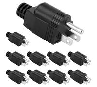 QWORK Electrical Replacement Plugs, 125 Volt, 15 Amp, 3 Prong with 2 Pole 3 Wire, Flame Retardant, Grounding for Home Appliances and Tools, 10 Pcs
