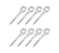QWORK® Eye Bolt with Wood Thread M8 x 80 mm 304 Stainless Steel Pack of 8