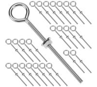 QWORK Eye Bolts, 25 Pack 1/4" x 4" Stainless Steel Long Threaded Eyebolts with Nuts