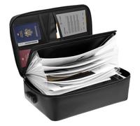QWORK® Fireproof Document Box with A4 Expanding File Organiser and 3-Digit Lock, 36x27x10 cm, 5200℉/2870℃