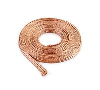 QWORK Flat Copper Braid Cable, 20ft 6mm Flat Copper Braided Ground Strap Wire, Flexible Shielding Wire Mesh, 1 Pack