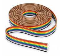QWORK® Flat Ribbon Cable 10 Pin Rainbow IDC Wire Jumper Wire 1.27mm Pitch for 2.54mm Pin Header Connector, 6 Meters