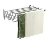 QWORK Foldable Clothes Airer, Extendable Drying Rack, Wall Mounted Clothes Rail for Indoor and Outdoor Use