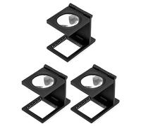 QWORK® Folding Loupe Magnifier, 10x Magnifier Magnifying Glass with Scale, for Seniors Reading, Soldering, Inspection, Jewelry, Exploring, 3 Piece