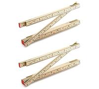 QWORK Folding Wood Rule, 2 Pack, 6FT 6 Inch Foldable Ruler with US and Metric Measurements for Carpenters