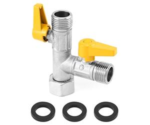 QWORK® G1/2" 3 Way Diverter Valve Switch Valve, Universal T-Adapter Valve, Brass, Suitable for Kitchen faucets, Bathroom Showers