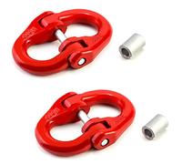 QWORK G80 Alloy Steel Coupling Link, 2 Pack, 3/8" Hammer Lock Chain Connector, 7100 lbs Working Load Limit, Red