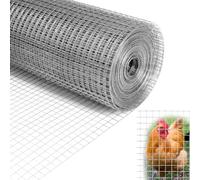 QWORK® Galvanized Welded Wire Mesh, 1Mx20M Aviary Wire Mesh 12.7mm Holes, Wire Mesh Fence, for Chicken Coops, Rabbit Enclosures