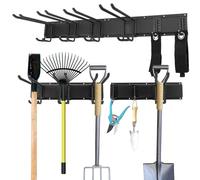 QWORK® Garage Storage Hooks, Wall Mount Garden Tool Organizer mit 6 Adjustable Metal Hooks, for Brooms, Rakes, Shovel