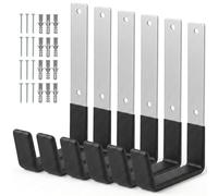 QWORK Garage Utility Hooks Heavy Duty Wall Mount Storage Hooks 6 Pack, Medium Powder Coated Steel Rustproof 50 lb Capacity Anti Slip PVC Coated for Ladder Hose Bike