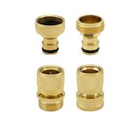 QWORK® Garden Hose Quick Connect Set, 3/4 inch Solid Brass Hose Fittings Male and Female Adaptors for Car Wash Guns Garden Irrigation Systems (2 Pairs)