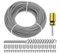 QWORK® Garden Wire 50M/2mm Stainless Steel Metal Cable Wire Rope Kit, M2 Crimping Loop,M2 Thimbles for Garden Wire,Cable Railing