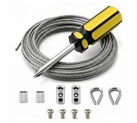 QWORK® Garden Wire 6M/2mm Stainless Steel Metal Cable Wire Rope Kit, M2 Crimping Loop,M2 Thimbles for Garden Wire,Cable Railing