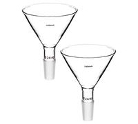 QWORK Glass Jointed Short Stem Powder Funnel Filter Funnel with 100mm Top O.D and 24/40 Inner Joint for lab, 2 Pack