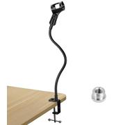 QWORK Gooseneck Desktop Microphone Stand with Heavy Duty Desk Clamp, 3/8" to 5/8" Screw Adapter Included, 360° Adjustable Mic Arm, Gooseneck Mic Stand for Podcast, Meetings, Lectures,TV,Radio