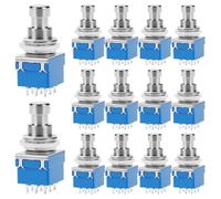 QWORK Guitar Effect Pedal 3PDT Footswitch, 14 Pcs Triple Pole Double Throw Latching Stomp Push Button with True Bypass, 9 Pin Solder Lugs for Effect Pedals, Amplifiers & Music Equipment