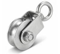 QWORK® Heavy-Duty Cable Pulley Wheel - 500 kg Load Capacity - 48mm Wheel - Stainless Steel Pulley Fits Ropes Up to 10 mm