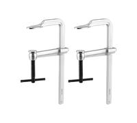 QWORK Heavy Duty F Clamp, 2 Pack, 12" Steel, 5-1/2" Throat Depth, Swivel Pad, T-bar Handle, Corrosion Resistant, for Woodworking, Metalworking, Construction