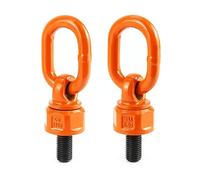 QWORK Heavy Duty M16 x 31.8 G80 Swivel Hoist Ring, 2 Pack 1.12Ton-2Ton Large Capacity Swivel Eye Bolt, 360° Rotation Hoist Ring, 1080Mpa Tensile Strength, Red