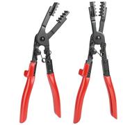 QWORK Heavy-Duty Multi-Angle Hose Clamp Plier Set - 2Pcs with Locking Device, to Remove and Install Hose Clamps