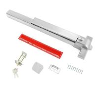 QWORK Heavy-Duty Steel Push Bar Emergency Exit Door Device with Fire-Proof Lock and Lever, Compatible with Metal and Wood Doors for Commercial Buildings - Easy Installation Kit Included