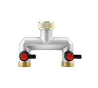 QWORK® Hose Splitter 2 Way 3/4" Brass Garden Tap Splitter Tap Splitter Hose Connect Splitter with On/Off Valves, Rust Resistant Tap Adapter for Home Garden and Kitchen