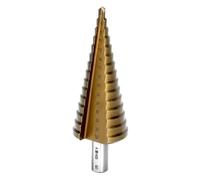 QWORK® HSS M35 Cobalt Step Drill 4-32 mm, Robust Taper Drill Bit for Stainless Steel/Iron/Aluminium/Plastic/Wood - 10 mm Triangular Shank